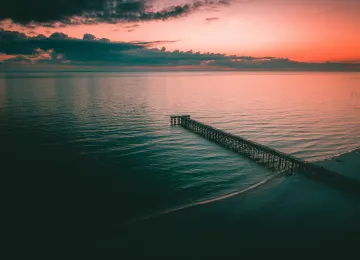 自然 水域 海滩 日落 码头 鸟瞰 风景  电脑壁纸 4K壁纸  3992x2992