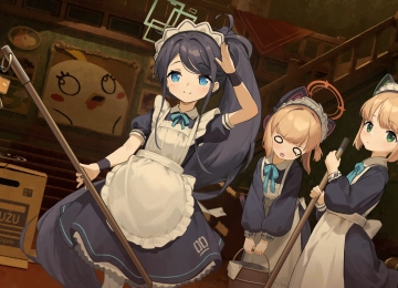 微笑 猫女孩 长发 短发 蔚蓝档案 动漫女孩 女佣  电脑壁纸 4K壁纸  4224x2160