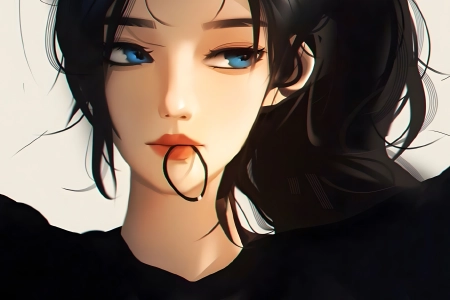 蓝眼睛 动漫 动漫女孩 黑发 手机壁纸 4K壁纸 4096x5456