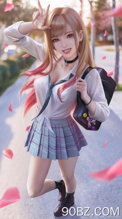 动漫 动漫女孩 衬衫 校服 花瓣 绘画 粉丝艺术 手机壁纸 4K壁纸