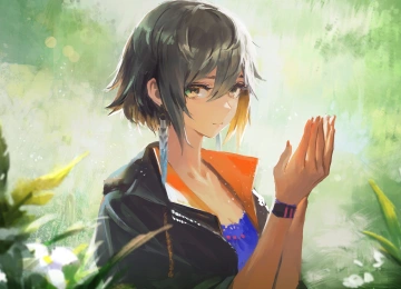 短发 动漫 动漫女孩 耳环 4K壁纸  4096x2702