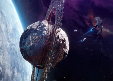 AI艺术 空间艺术 图片 插图 空间 行星 伽利 宇宙飞船 陨石 图形  电脑壁纸 4K壁纸  3840x2160