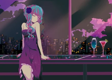 动漫女孩 动漫 设计 绘画 概念 紫色 艺术 电脑壁纸 4K壁纸  3840x2160