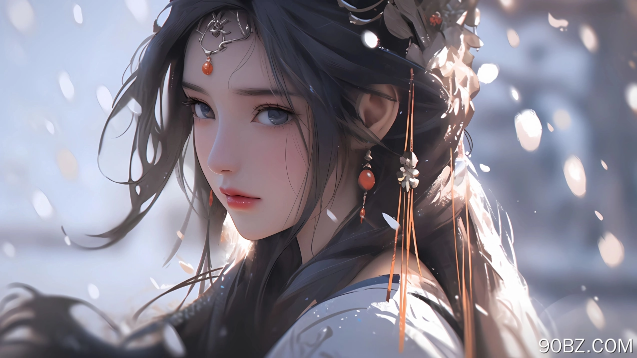 漂亮 古风 美女 头饰 回头 凝望 4k 壁纸 4K壁纸