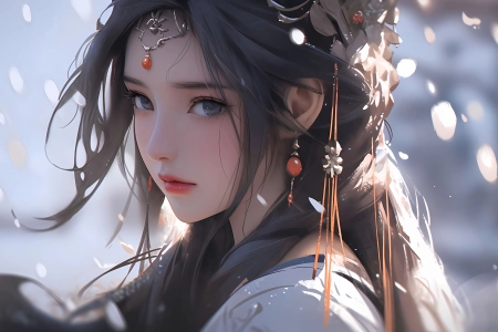 漂亮 古风 美女 头饰 回头 凝望 4k 壁纸 4K壁纸 3840x2160