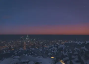 城市 日落 雪 森林 夜空  4K壁纸  3840x2160