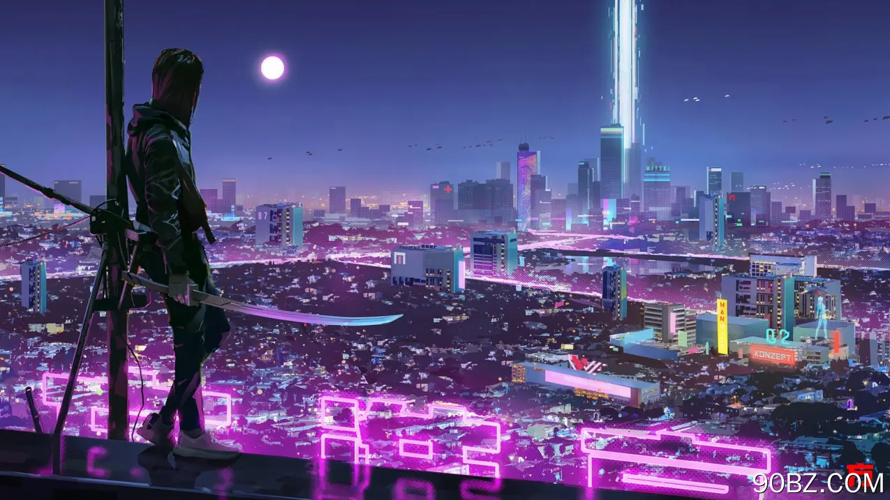 光,月亮,紫色的,塔块,壁纸,2560x1440