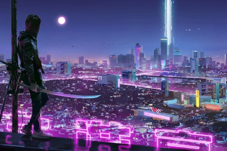 光,月亮,紫色的,塔块,壁纸,2560x1440 2560x1440