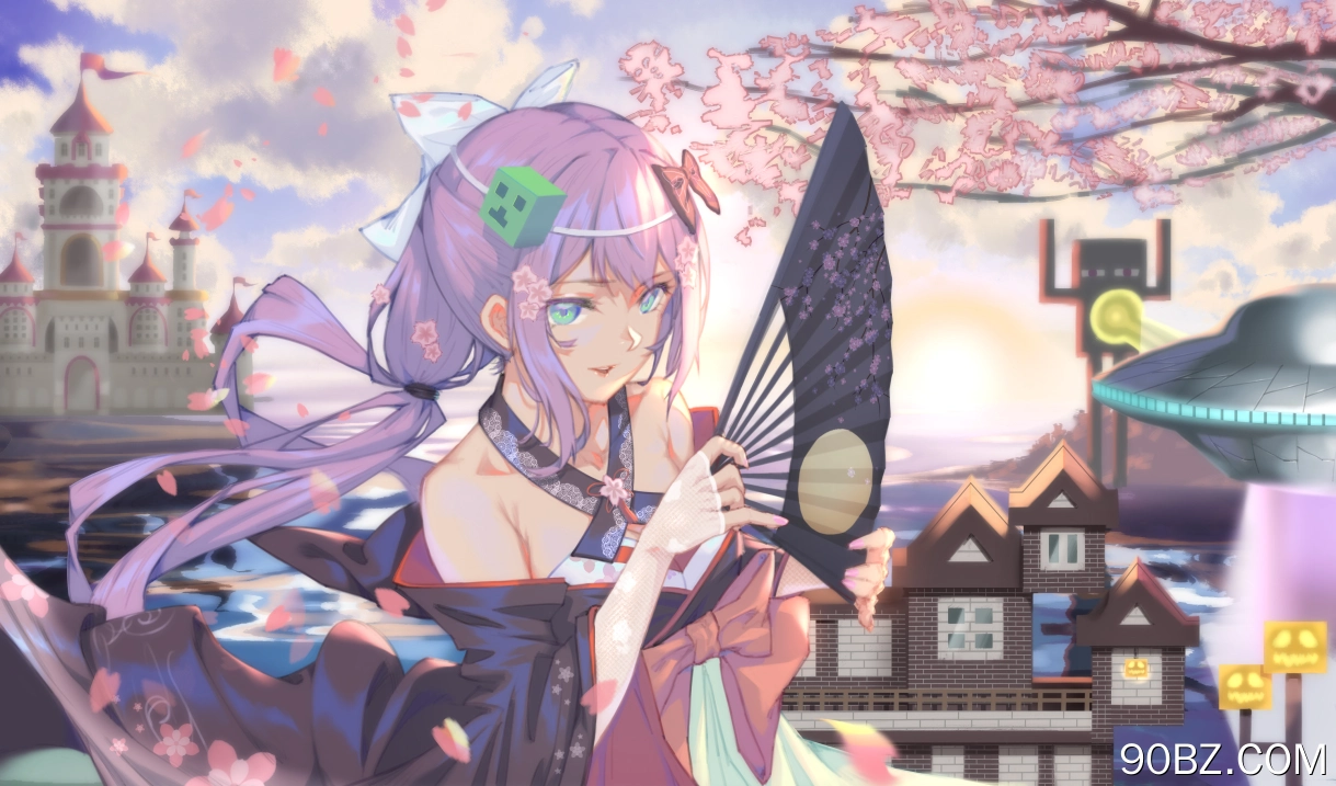  紫发 动漫 动漫女孩 我的世界 三次 虚拟 水眼睛 服装 樱里木  电脑壁纸 4K壁纸