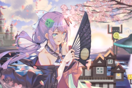  紫发 动漫 动漫女孩 我的世界 三次 虚拟 水眼睛 服装 樱里木  电脑壁纸 4K壁纸 4215x2480
