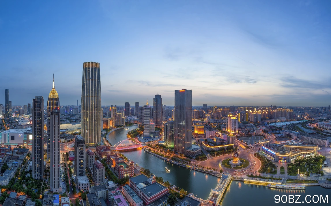 中国 城市灯光 天津 海河 电脑壁纸 4K壁纸