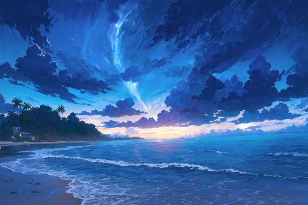 余霞 海边 风景 4K 壁纸 银河 星海 4K壁纸 3840x2160