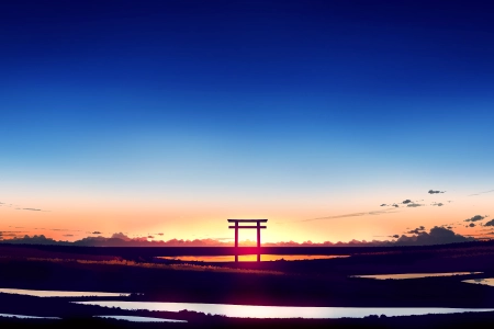 优雅 AI艺术 图片 插图 风景 宽屏 超宽 日落 夕阳辉光 云 4K壁纸 5640x2400