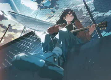 动漫女孩 音乐 云 乐器  电脑壁纸 4K壁纸  3858x2160