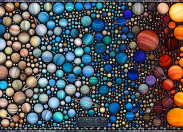 天文 图表 宇宙 彩色 地球 行星 空间 科学 行星环 4K壁纸  7100x4686