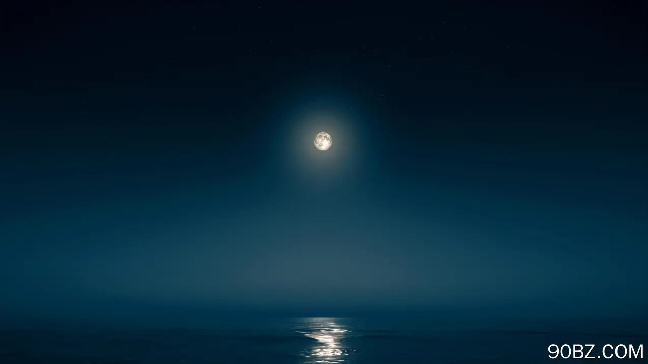 月光 夜晚 午夜 风景 海洋 月亮 黑暗 满月  4K壁纸