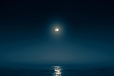 月光 夜晚 午夜 风景 海洋 月亮 黑暗 满月  4K壁纸 3840x2160