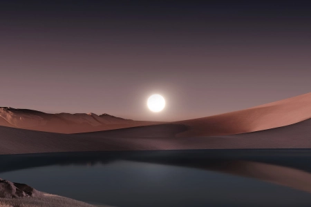 AI艺术 风景 水 倒影 太阳 自然 天空 4K壁纸 3840x2160