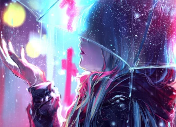 动漫女孩 透明雨伞 下雨 雨水 电脑壁纸 4K壁纸  3840x2160