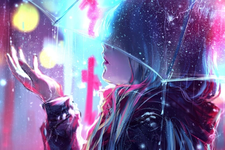 动漫女孩 透明雨伞 下雨 雨水 电脑壁纸 4K壁纸 3840x2160