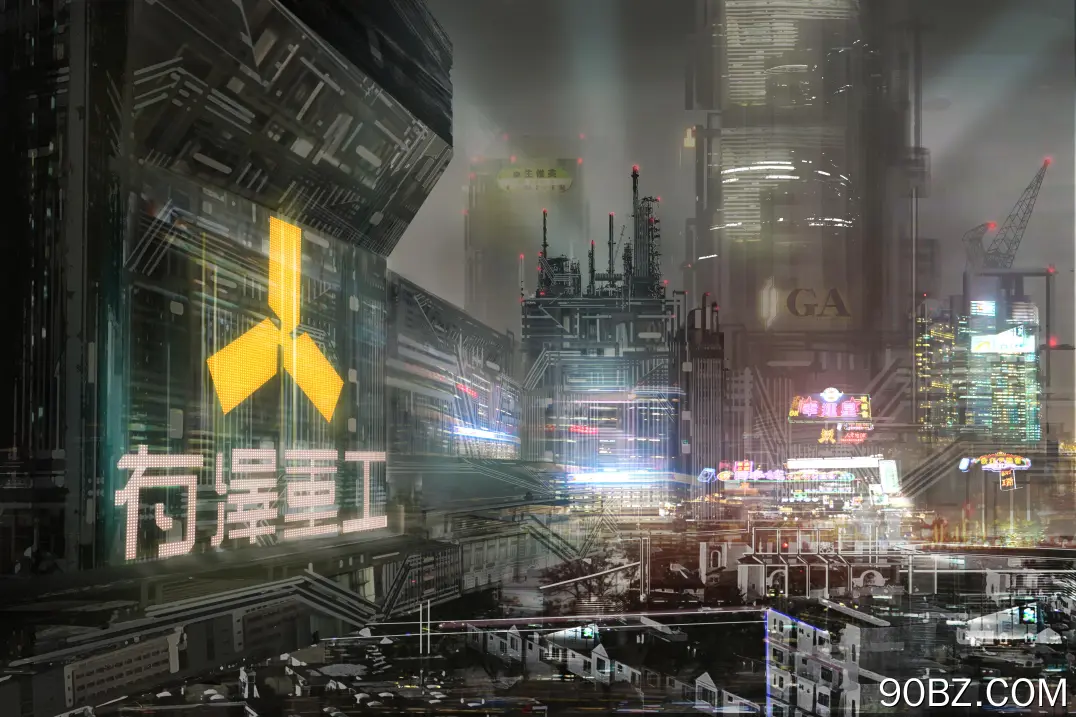 赛博朋克 小镇 灯光效果  4K壁纸