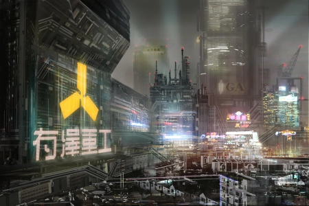 赛博朋克 小镇 灯光效果  4K壁纸 4752x3168