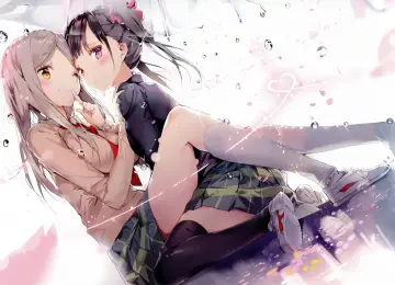 女学生 微笑 动漫 女孩 校服 雨伞 水滴 腮红 长袜 袜子 鞋子 水 心 樱花 小把戏 尤里 4K壁纸  4000x2454