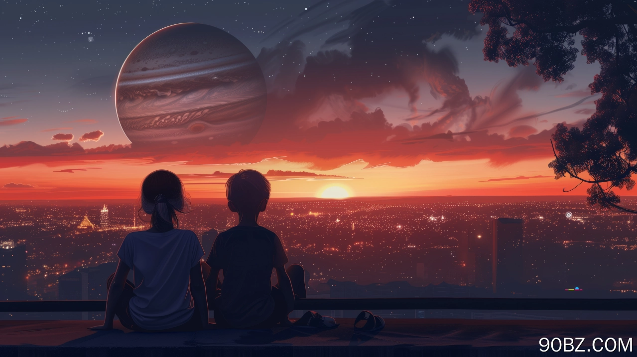 儿童 人工智能艺术 插图 城市景观 云 木星 日出 友谊 城市 电脑壁纸 4K壁纸