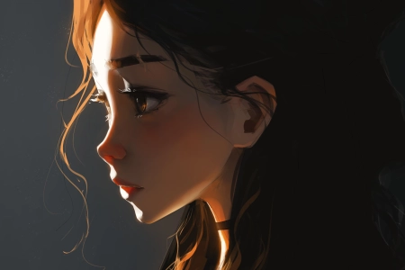 女性 深色头发 自然 光 简单背景 棕色眼睛  手机壁纸 4K壁纸 4320x5400