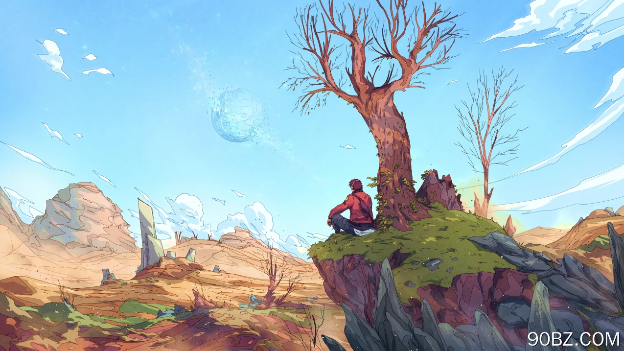 AI艺术 奇幻 沙漠 风景 树木 4K壁纸
