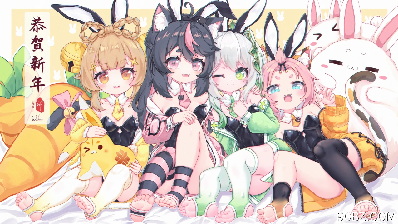 微笑 嘴巴 动漫  女孩 原神 瑶瑶 直田 迪奥娜 兔子女孩 兔耳朵 脸红 长袜   电脑壁纸 4K壁纸
