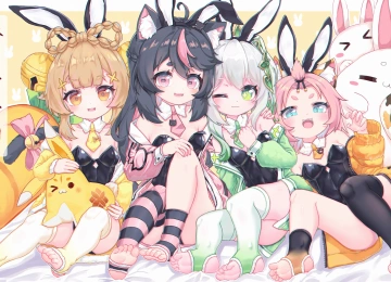 微笑 嘴巴 动漫  女孩 原神 瑶瑶 直田 迪奥娜 兔子女孩 兔耳朵 脸红 长袜   电脑壁纸 4K壁纸  3840x2160