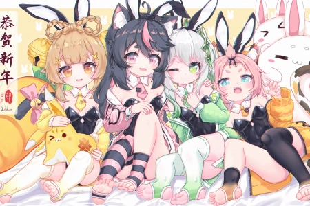 微笑 嘴巴 动漫  女孩 原神 瑶瑶 直田 迪奥娜 兔子女孩 兔耳朵 脸红 长袜   电脑壁纸 4K壁纸 3840x2160
