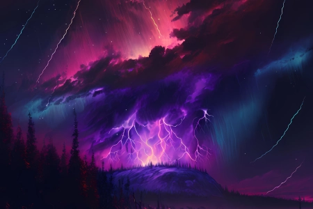  紫色背景 闪电 AI艺术 手机壁纸 4K壁纸 4096x4096