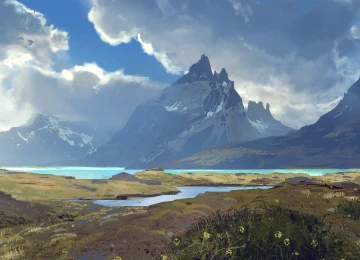 AI艺术 自然 河流 山脉 风景  电脑壁纸 4K壁纸  3840x2160