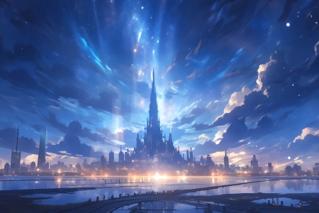 星空之城 风景 4K贴纸 3840x2160