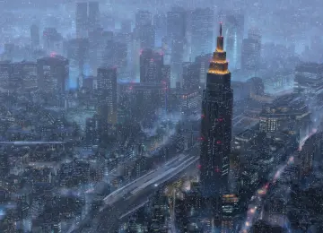 城市 楼房 灯光 下雪 模糊视觉 电脑壁纸 4K壁纸  3840x2160