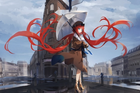 红发 原神 图片 动漫 女孩 4K壁纸 6636x3199