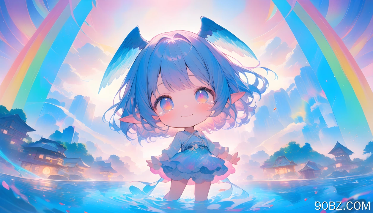 动漫女孩 人工智能艺术 赤壁 彩虹 电脑壁纸 4K壁纸