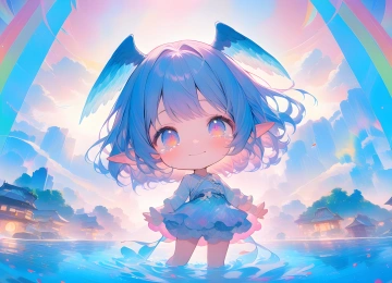 动漫女孩 人工智能艺术 赤壁 彩虹 电脑壁纸 4K壁纸  5376x3072