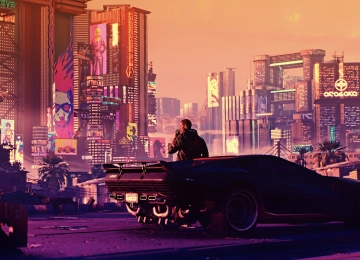 科幻 AI艺术 概念艺术 赛博朋克 未来主义 幻想 日落 未来 景观 城市 游戏CG 汽车 车辆 4K壁纸  3840x2160