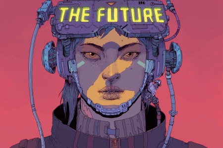 女性 赛博朋克 AI艺术 科幻 小说 简单背景 粉色背景 未来主义 绘画 4K壁纸 4955x3503