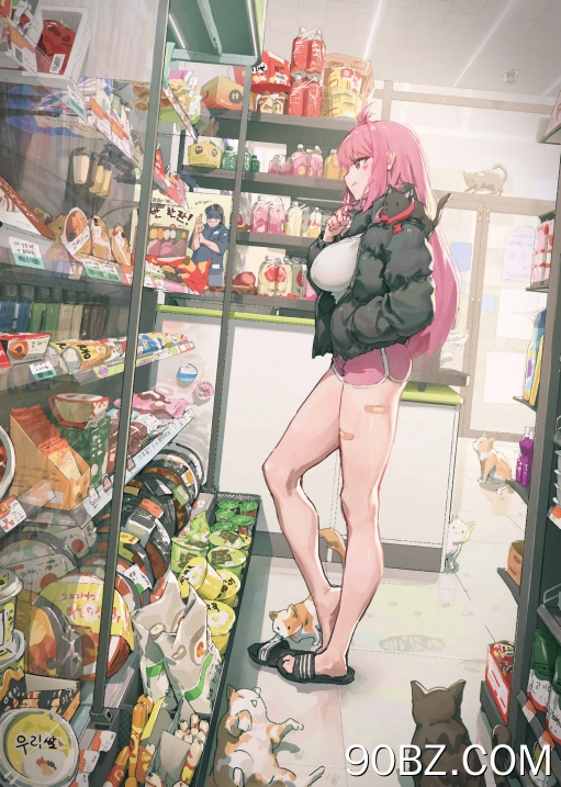 粉发少女便利商店购物