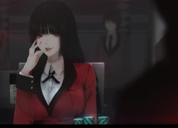  脸色苍白 红色的眼睛 动漫女孩 黑发 校服  电脑壁纸 4K壁纸  4507x3227