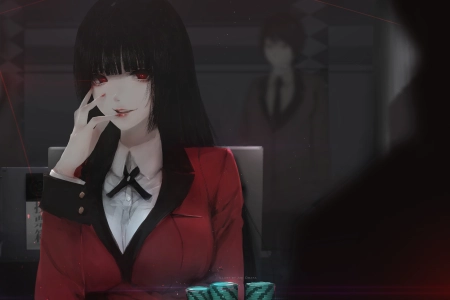  脸色苍白 红色的眼睛 动漫女孩 黑发 校服  电脑壁纸 4K壁纸 4507x3227