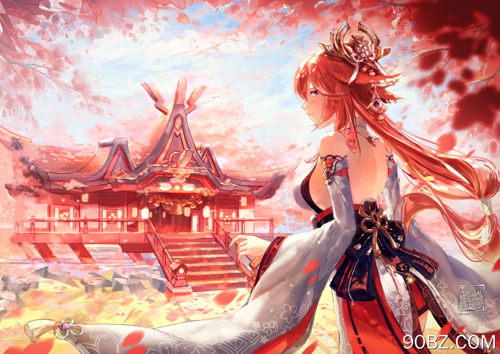 原神 艺术家 游戏CG 动漫 女孩 美术 素描 神社 4K壁纸