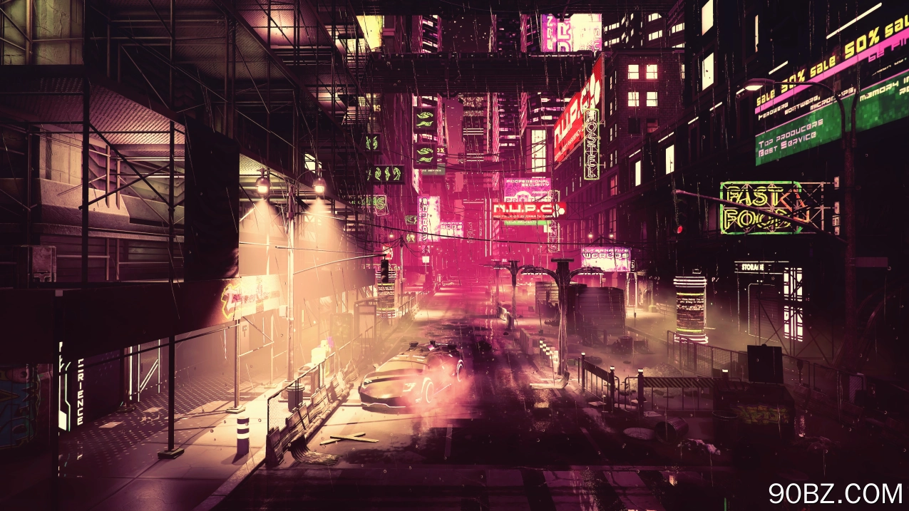 夜晚 未来城市 赛博朋克 科幻 小说 AI艺术 概念艺术 反乌托邦 未来主义 4K壁纸