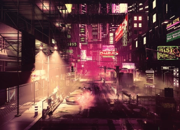 夜晚 未来城市 赛博朋克 科幻 小说 AI艺术 概念艺术 反乌托邦 未来主义 4K壁纸  3840x2160