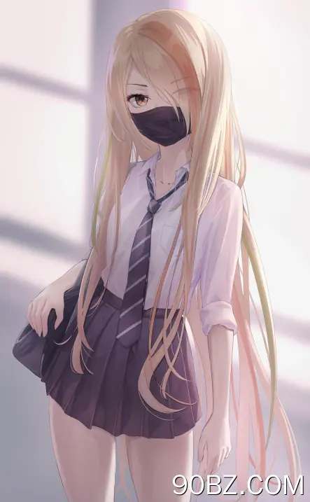 金发 动漫 动漫女孩 AI艺术 插图 面具 手机壁纸 4K壁纸