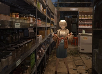 肖像 动漫 女孩 AI艺术 螃蟹 罐子 食品 背包 商店 4K壁纸  5334x3000